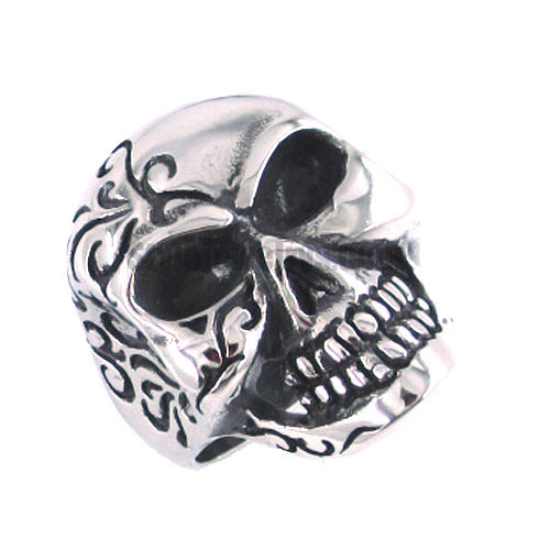 Stainless Steel Jewelry Ring Flower Skull Ring SWR0113 - Click Image to Close